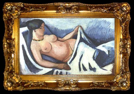 framed  August Macke Reclining female nude, ta009-2